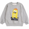 Sweat-shirt décontracté gris clair chiné en coton biologique "All About Monsters" avec poignets côtelés et imprimé graphique pour enfants de 1 à 13 ans