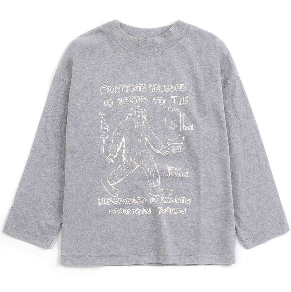 T-shirt ample en coton imprimé chiné foncé à manches longues avec col montant et motif ludique pour enfants de 1 à 13 ans