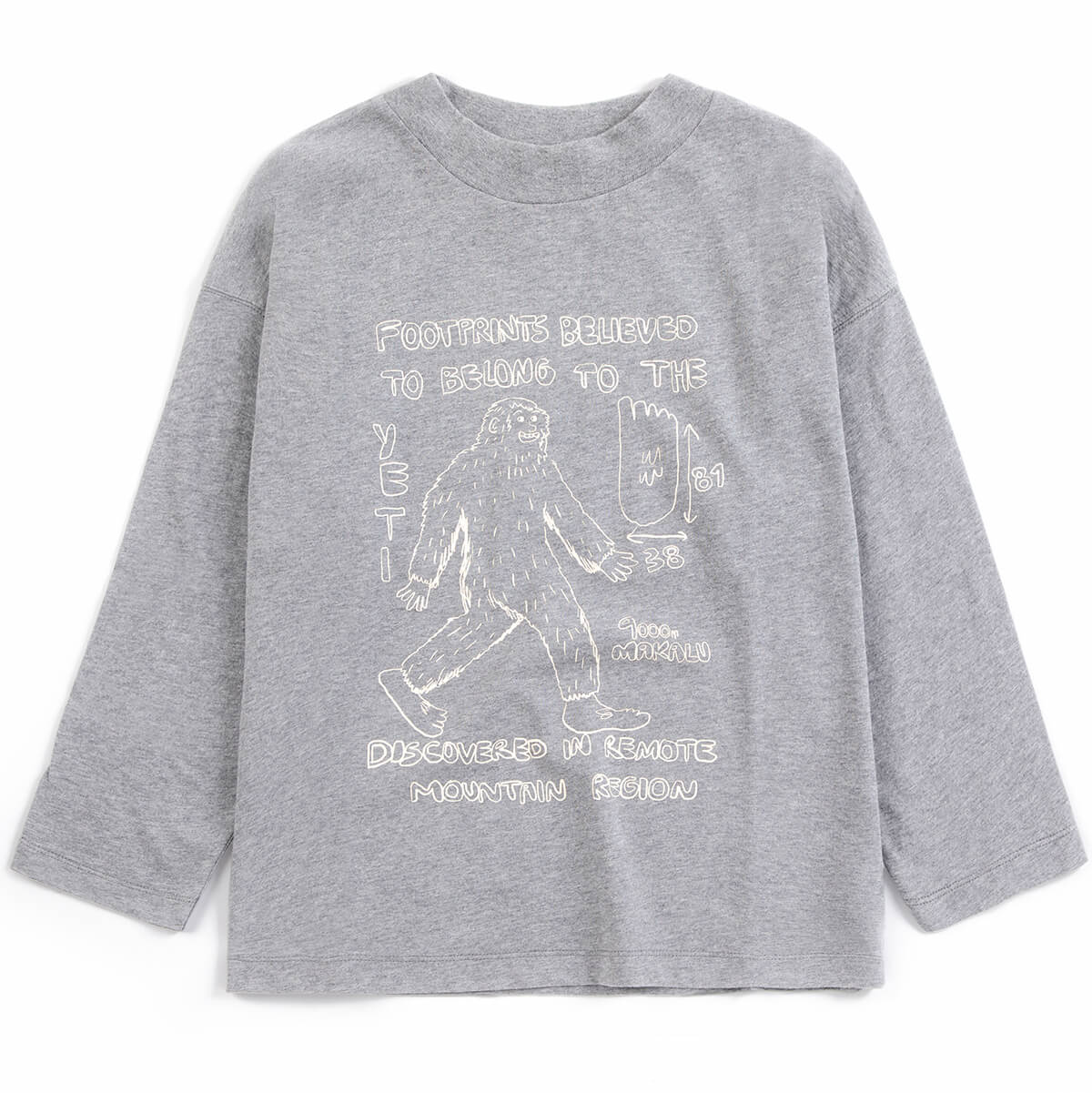 T-shirt ample en coton imprimé chiné foncé à manches longues avec col montant et motif ludique pour enfants de 1 à 13 ans