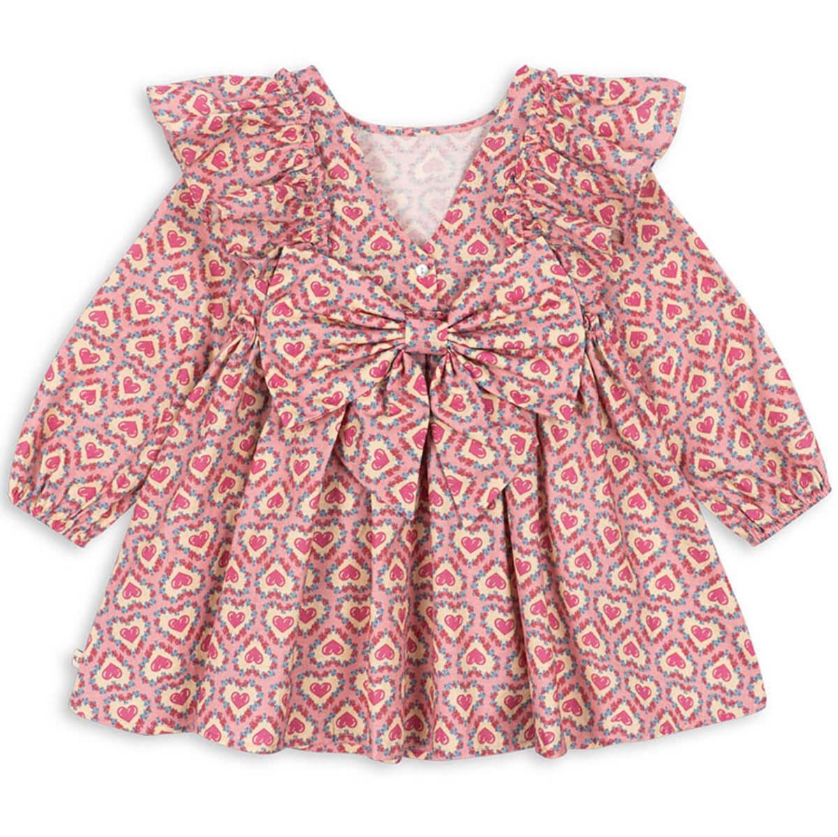Robe Romantique en Coton Bio avec Nœud, Manches Volumineuses et Détails à Volants pour Enfants de 2 à 8 Ans