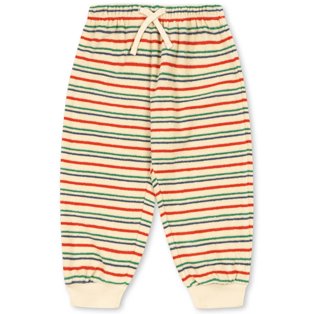 Pantalon de survêtement en coton biologique Casual Kick Stripe avec cordon de serrage et coupe fuselée pour enfants de 1 à 11 ans