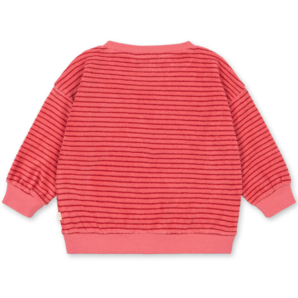 Sweat-shirt ras du cou en coton biologique à rayures, avec épaules tombantes et texture brossée, pour enfants de 1 à 11 ans