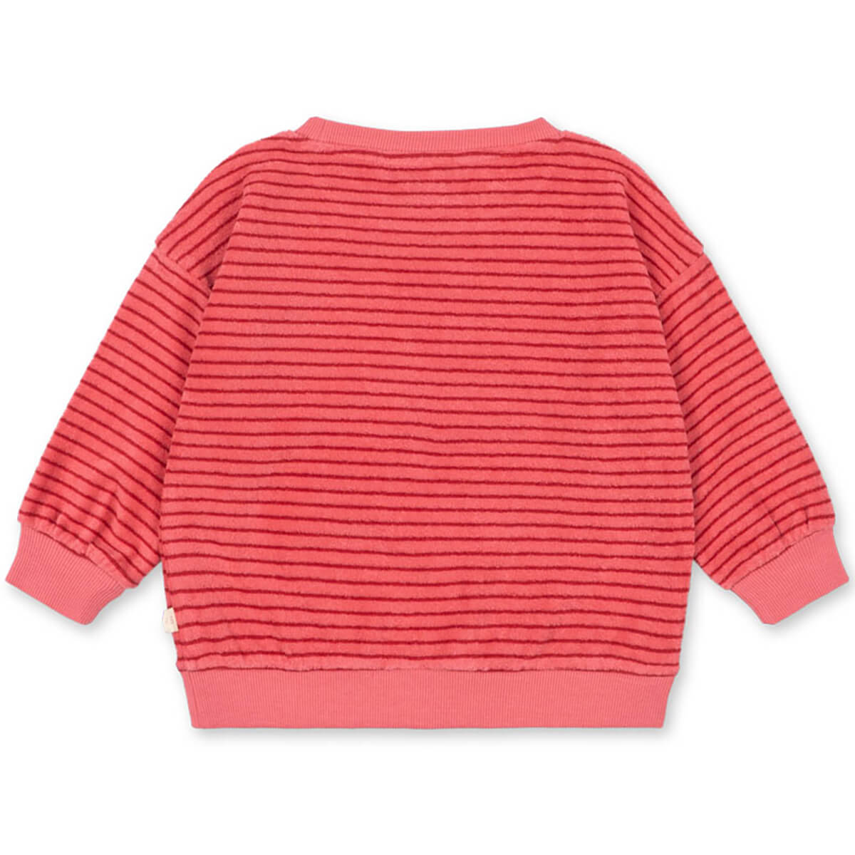 Sweat-shirt ras du cou en coton biologique à rayures, avec épaules tombantes et texture brossée, pour enfants de 1 à 11 ans