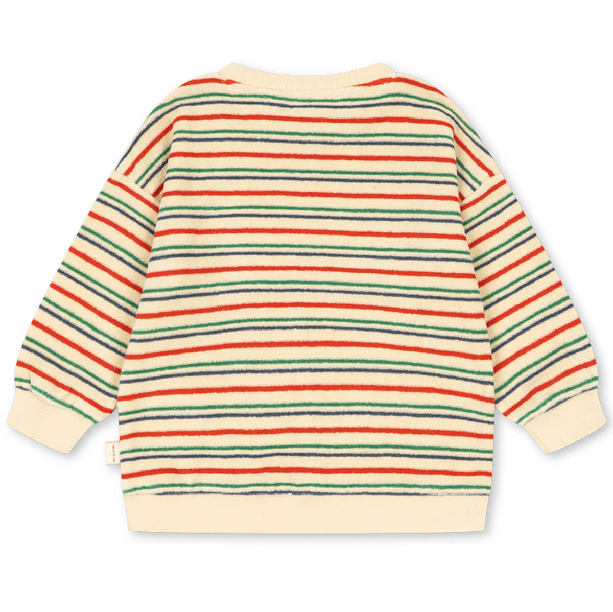 Sweat-shirt ras du cou en coton biologique rayé avec épaules tombantes et toucher brossé pour enfants de 1 à 11 ans