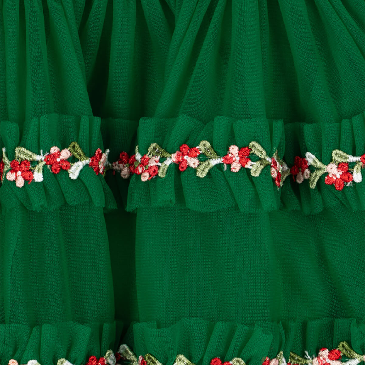 Robe en tulle de polyamide à fleurs de jardin romantique et formel avec manches bouffantes et appliqués de fleurs pour enfants de 2 à 8 ans