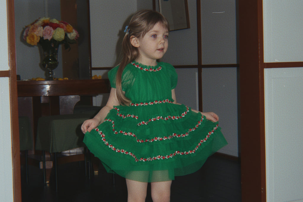 Robe en tulle de polyamide à fleurs de jardin romantique et formel avec manches bouffantes et appliqués de fleurs pour enfants de 2 à 8 ans
