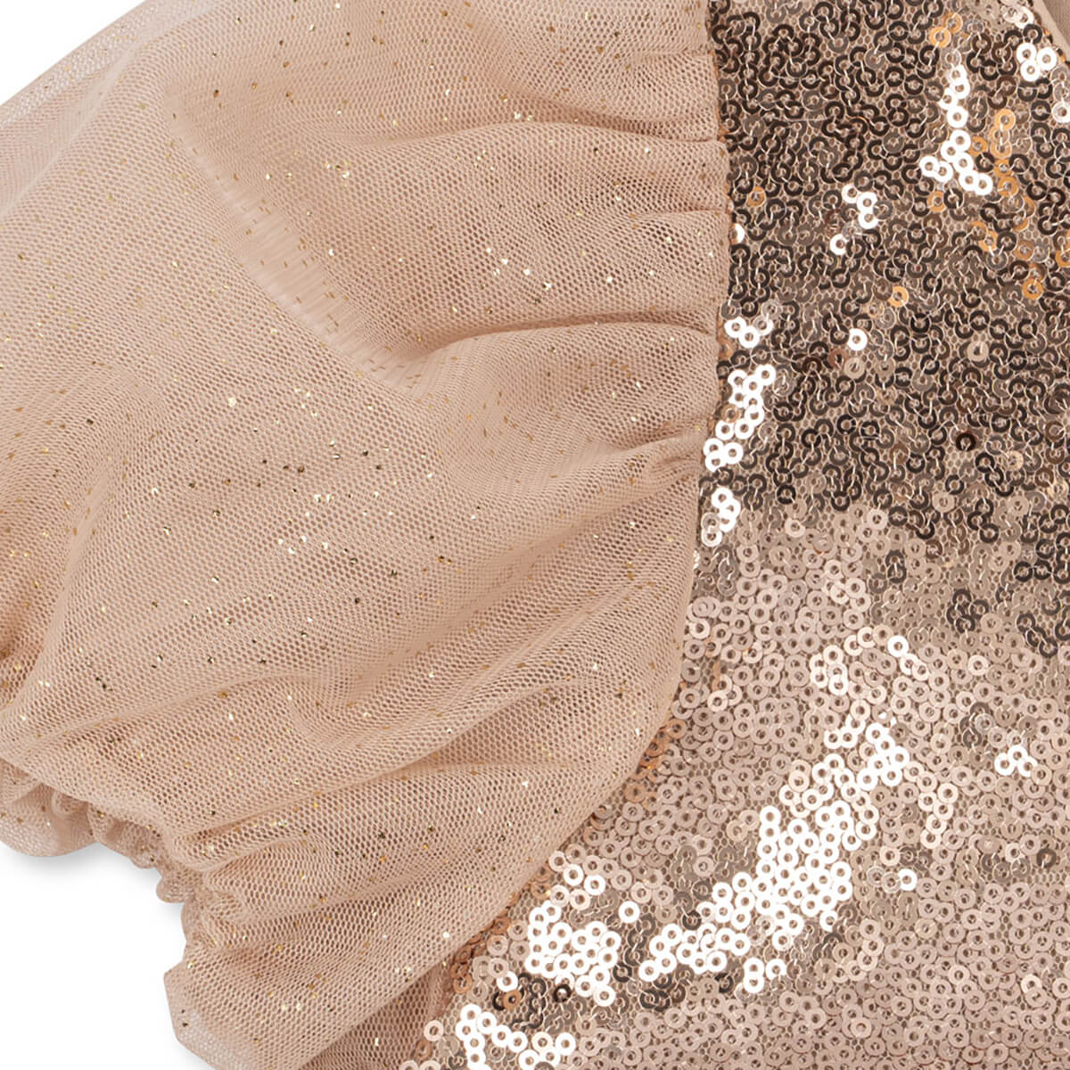 Robe de fête en tulle polyester gris fumée et sequins, avec bustier, manches bouffantes et doublure en coton pour enfants de 3 à 8 ans
