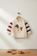 Sweat-shirt décontracté en coton biologique marron à pois, avec épaules tombantes et coupe ample, pour enfants de 1 à 11 ans