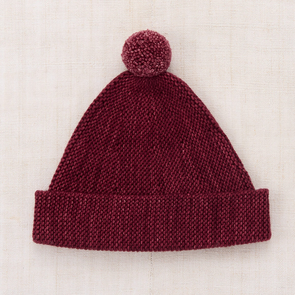 Bonnet en maille jersey classique en laine mérinos de Cambridge avec bord ajustable et pompon pour enfants de 2 à 9 ans
