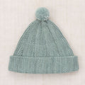 Bonnet enfant Onsen classique en laine mérinos tricoté au point de jarretière, avec bord réglable et pompon, pour les 2-9 ans