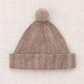 Bonnet classique en maille de jersey de laine mérinos pour enfants de 2 à 9 ans, avec bord ajustable et pompon