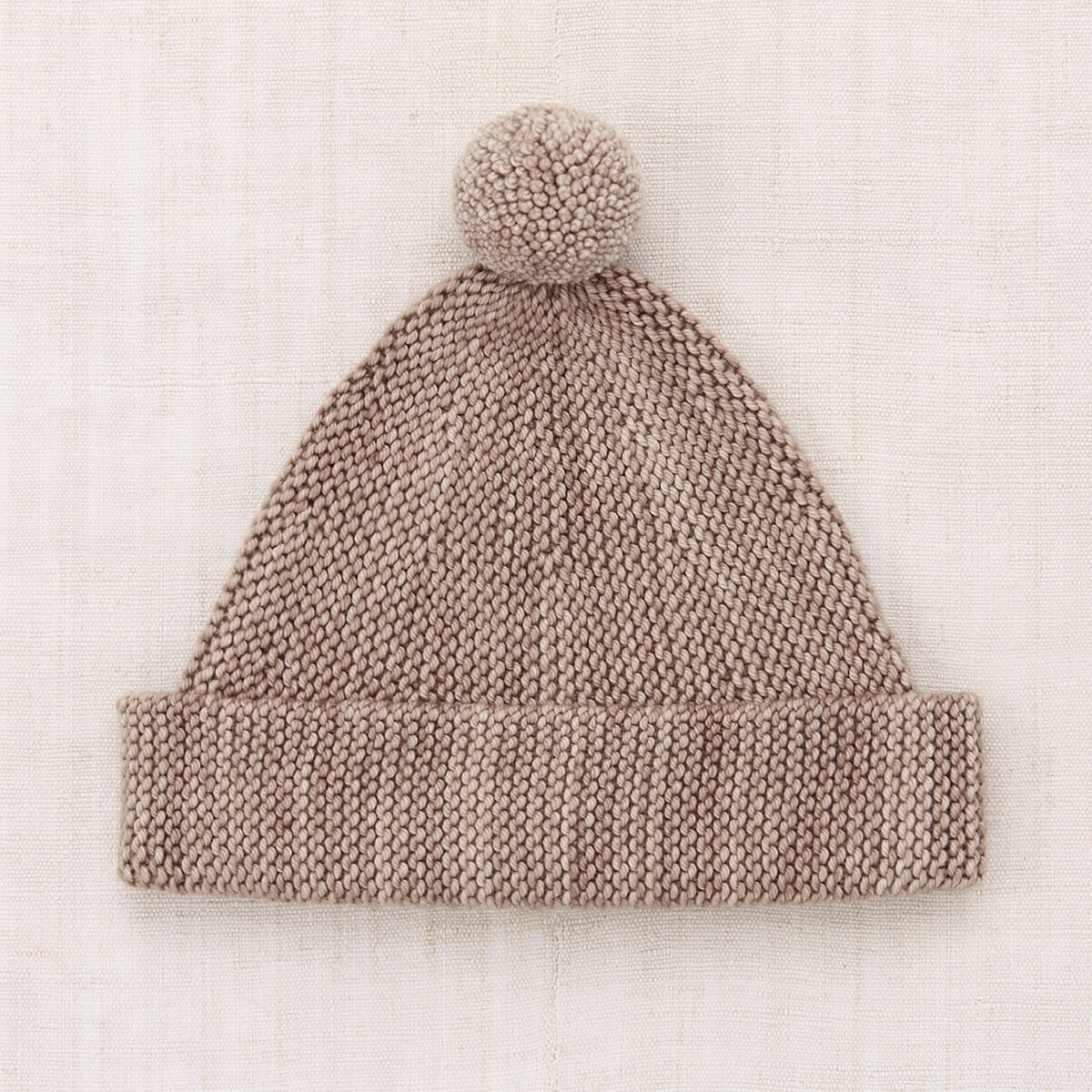 Bonnet classique en maille de jersey de laine mérinos pour enfants de 2 à 9 ans, avec bord ajustable et pompon