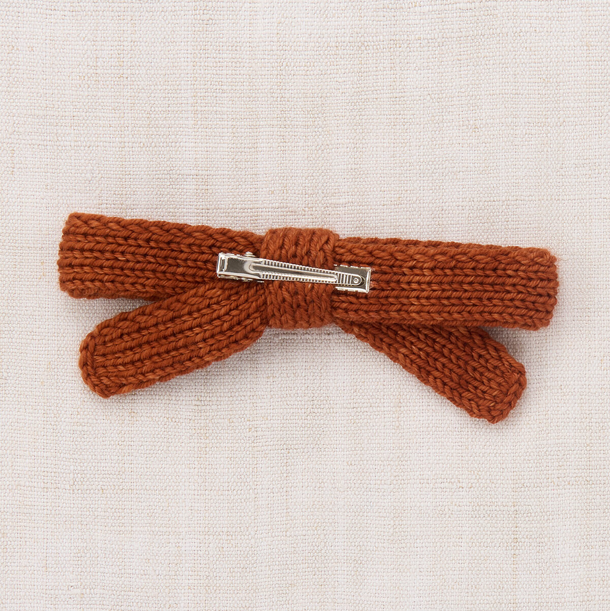 Pince à cheveux tricotée main en laine Mérinos, grand nœud avec pince crocodile pour filles
