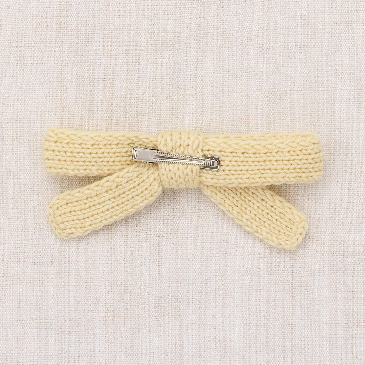 Barrette à Cheveux Nœud Géant Tricotée Main en Laine Mérinos Artisanale Shortbread avec Pince Alligator pour Filles