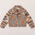 Cardigan en mérinos chiné vintage avec col pointu et boutons en corne pour enfants de 2 à 11 ans
