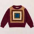 Pull ras du cou en laine mérinos géométrique Ivy League Cambridge avec épaules tombantes et ourlet côtelé pour enfants de 3 à 11 ans