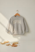 Sweat-shirt ample à logo gris clair chiné en coton biologique avec épaules tombantes et coupe décontractée pour enfants de 2 à 14 ans
