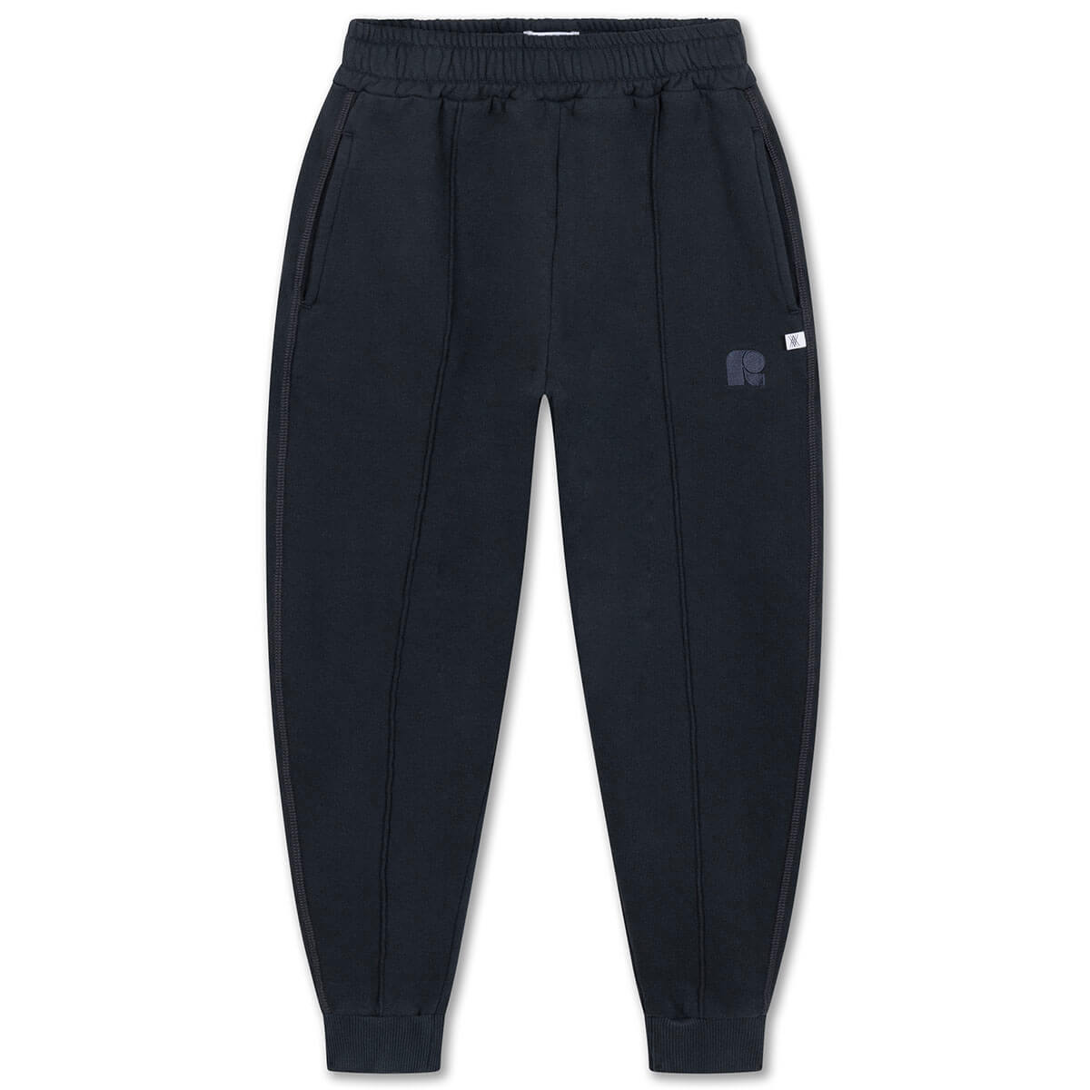 Jogging à plis nervurés en coton biologique noir Nuit sans lune classique pour enfant 2-14 ans, coupe slim