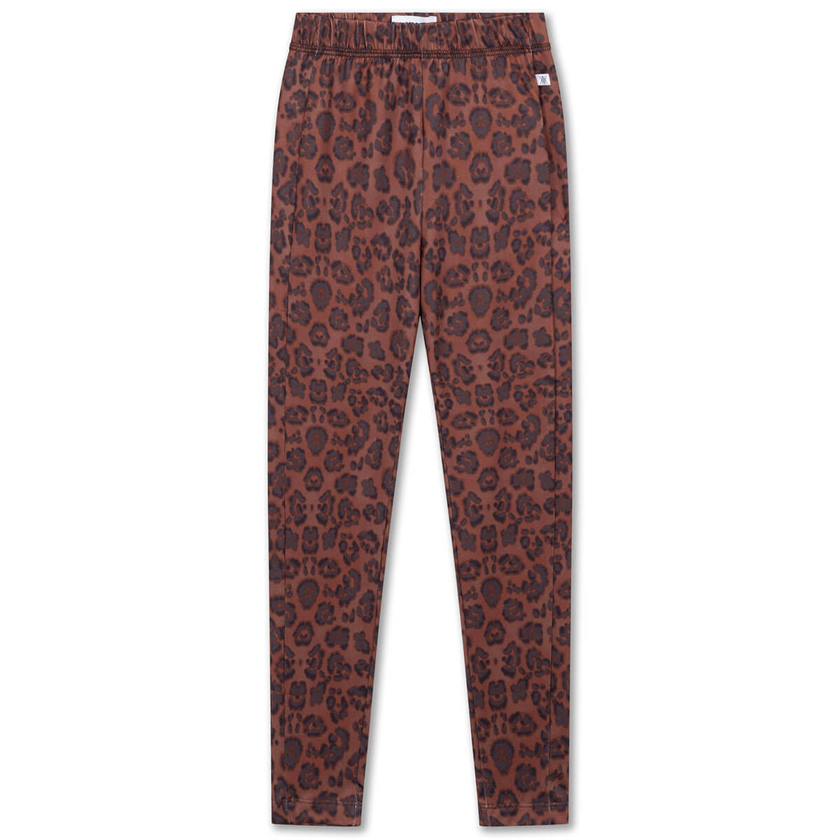 Legging slim en polyester recyclé léopard chocolat avec taille élastiquée pour enfants 2–14 ans