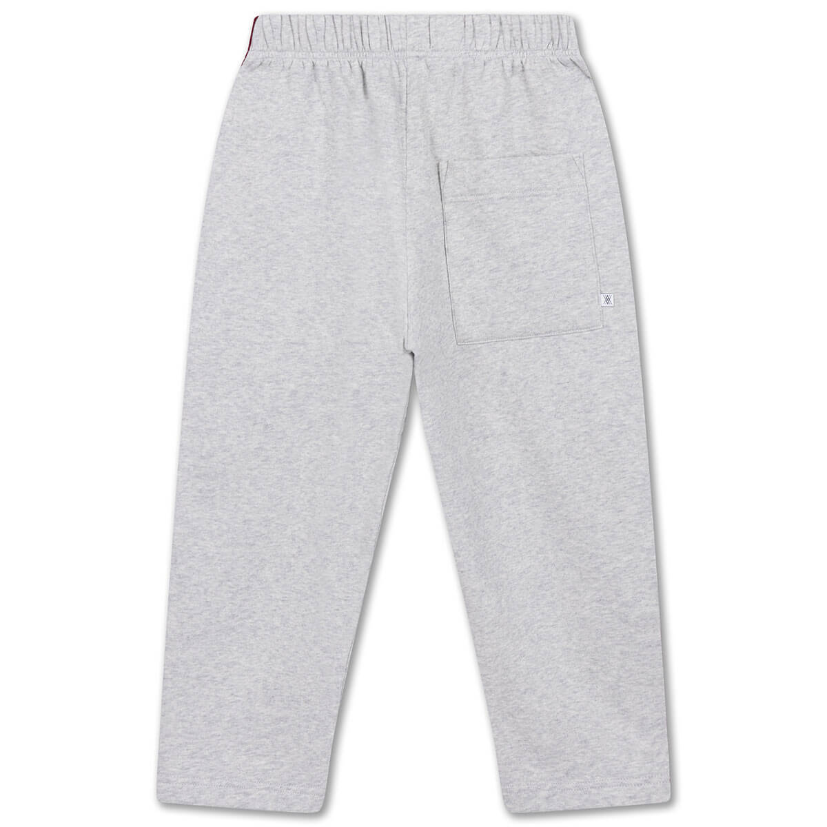 Pantalon de jogging ballon sportif gris clair chiné en coton biologique avec rayures latérales contrastantes et longueur 7/8 pour enfants de 2 à 14 ans