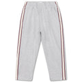 Pantalon de jogging ballon sportif gris clair chiné en coton biologique avec rayures latérales contrastantes et longueur 7/8 pour enfants de 2 à 14 ans