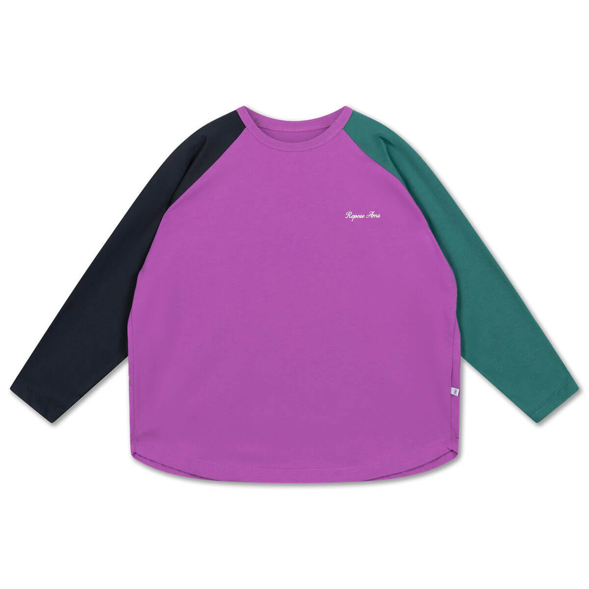 T-shirt ample à manches longues en coton biologique à blocs de couleurs pour enfants de 2 à 14 ans