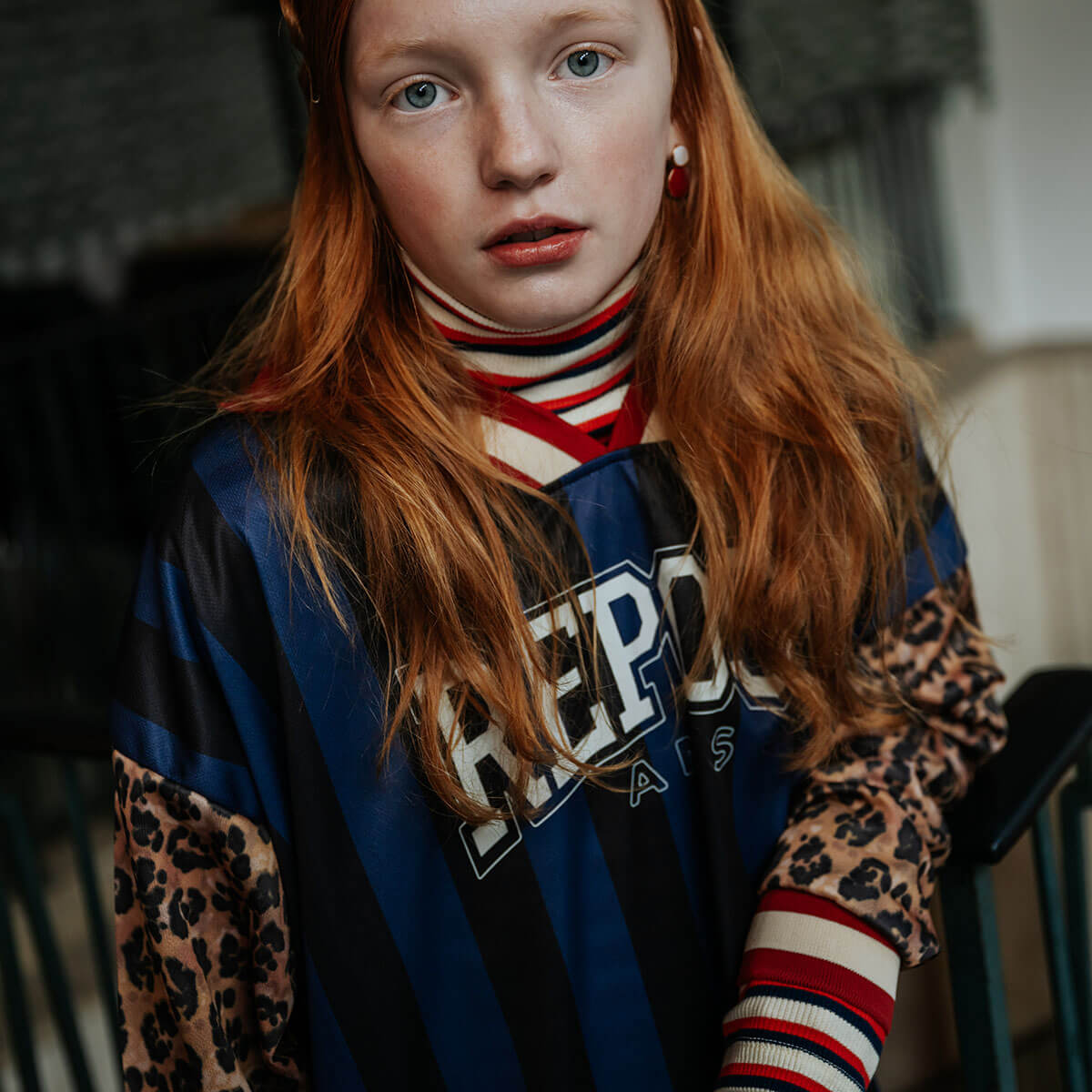 T-shirt à col roulé à manches longues Slim Ivy Stripe en coton biologique avec coupe extensible pour enfants de 2 à 14 ans