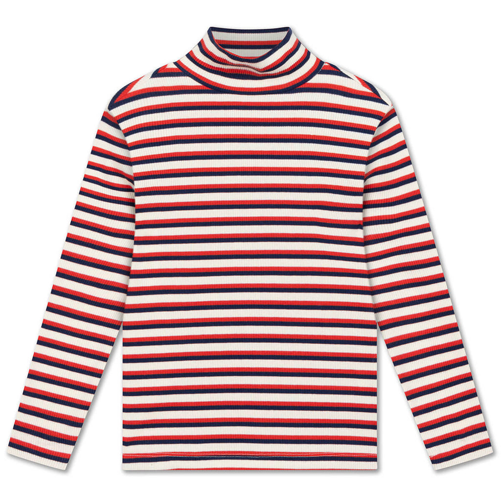 T-shirt à col roulé à manches longues Slim Ivy Stripe en coton biologique avec coupe extensible pour enfants de 2 à 14 ans