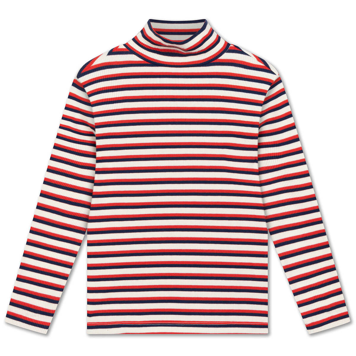 T-shirt à col roulé à manches longues Slim Ivy Stripe en coton biologique avec coupe extensible pour enfants de 2 à 14 ans