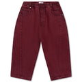 Pantalon large décontracté en denim de coton bio Prune cendré avec taille élastique pour enfants 2–14 ans