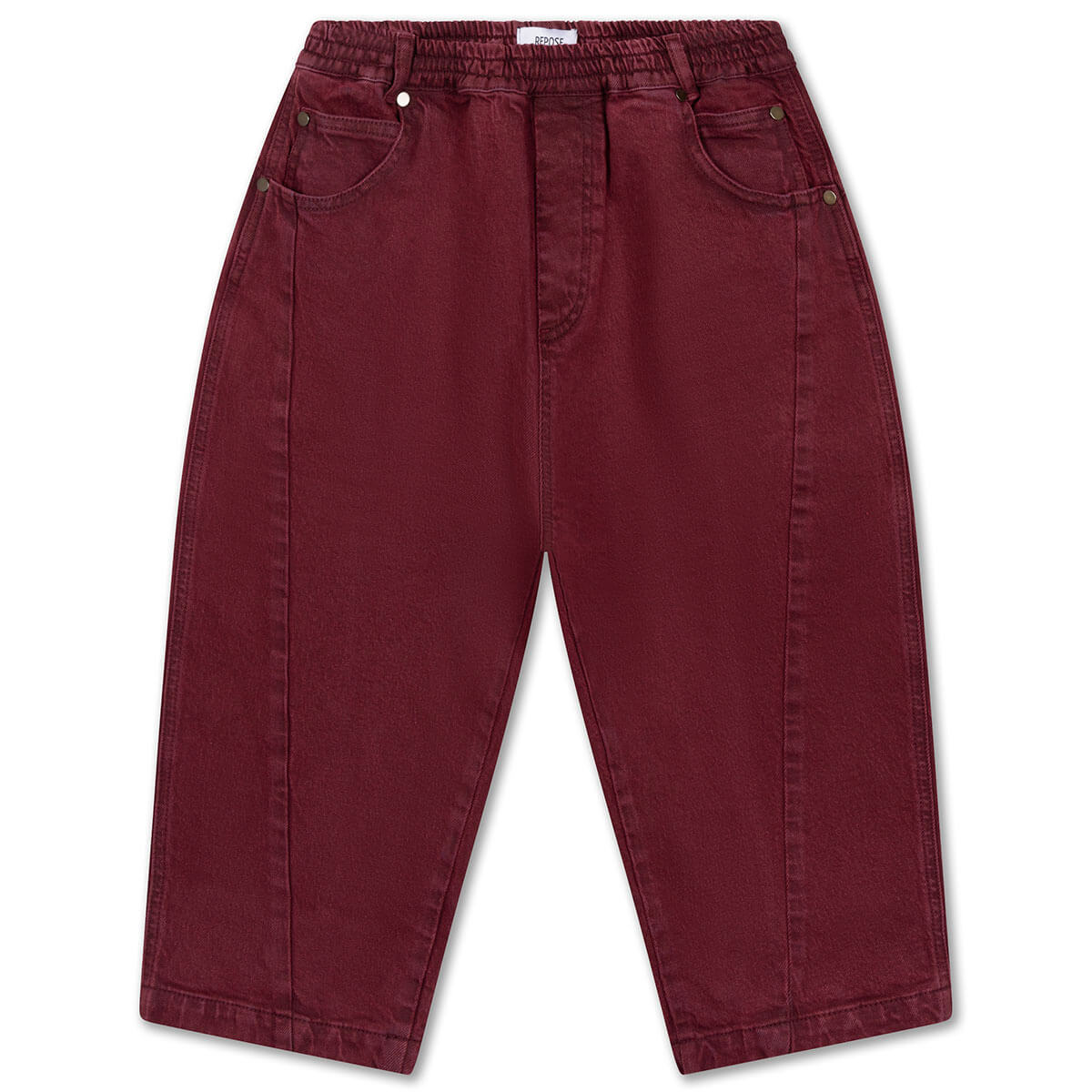 Pantalon large décontracté en denim de coton bio Prune cendré avec taille élastique pour enfants 2–14 ans